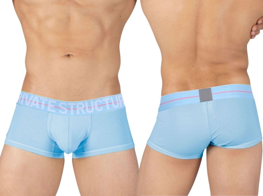 Private Structure Men's Underwear MOUX4103 Mo Lite Mid Waist Trunk Color Blue