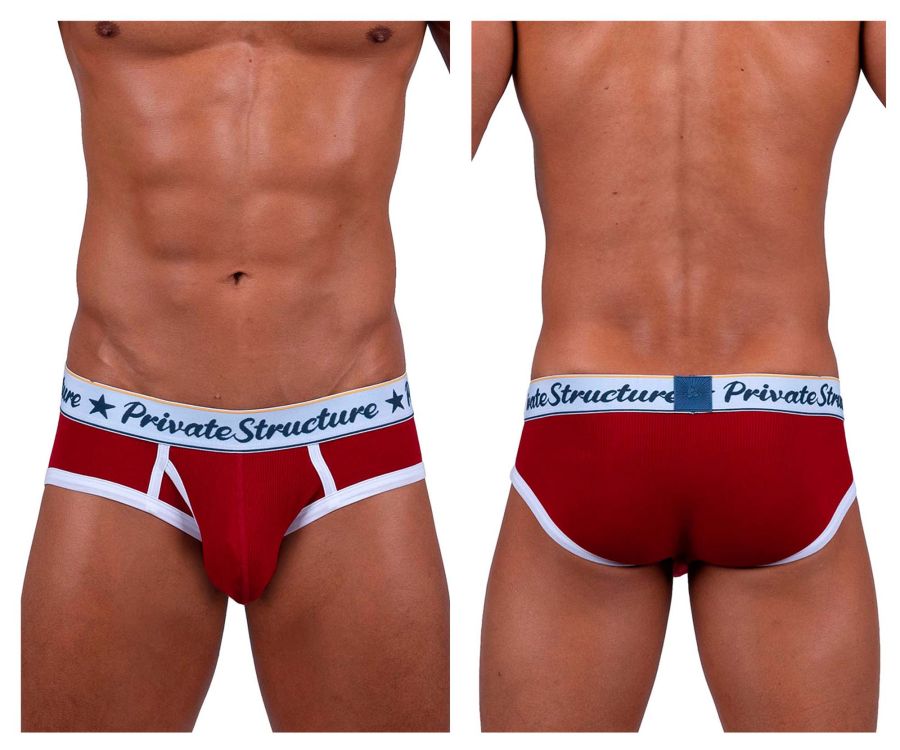 Private Structure Men's Underwear SCUS4529 Classic Mid Waist Mini Briefs Color Red