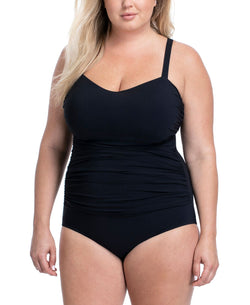 Profile By Gottex Plus Solid Tutti Frutti Wide Strap One-piece Swimsuit Black thumbnail 1