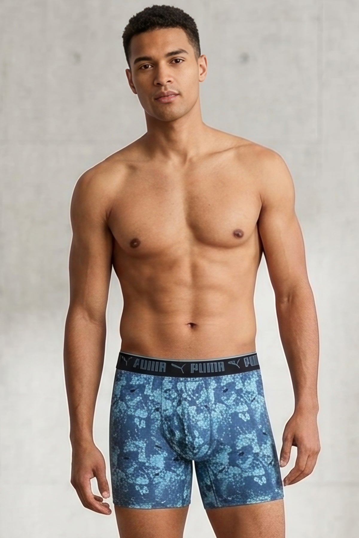 Puma Blue Camo Athletic Sporty Men's Boxer Brief