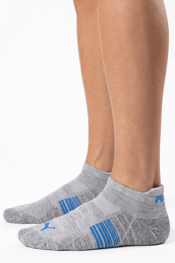 Puma Gray and Blue Striped Socks - PUM-XSAR