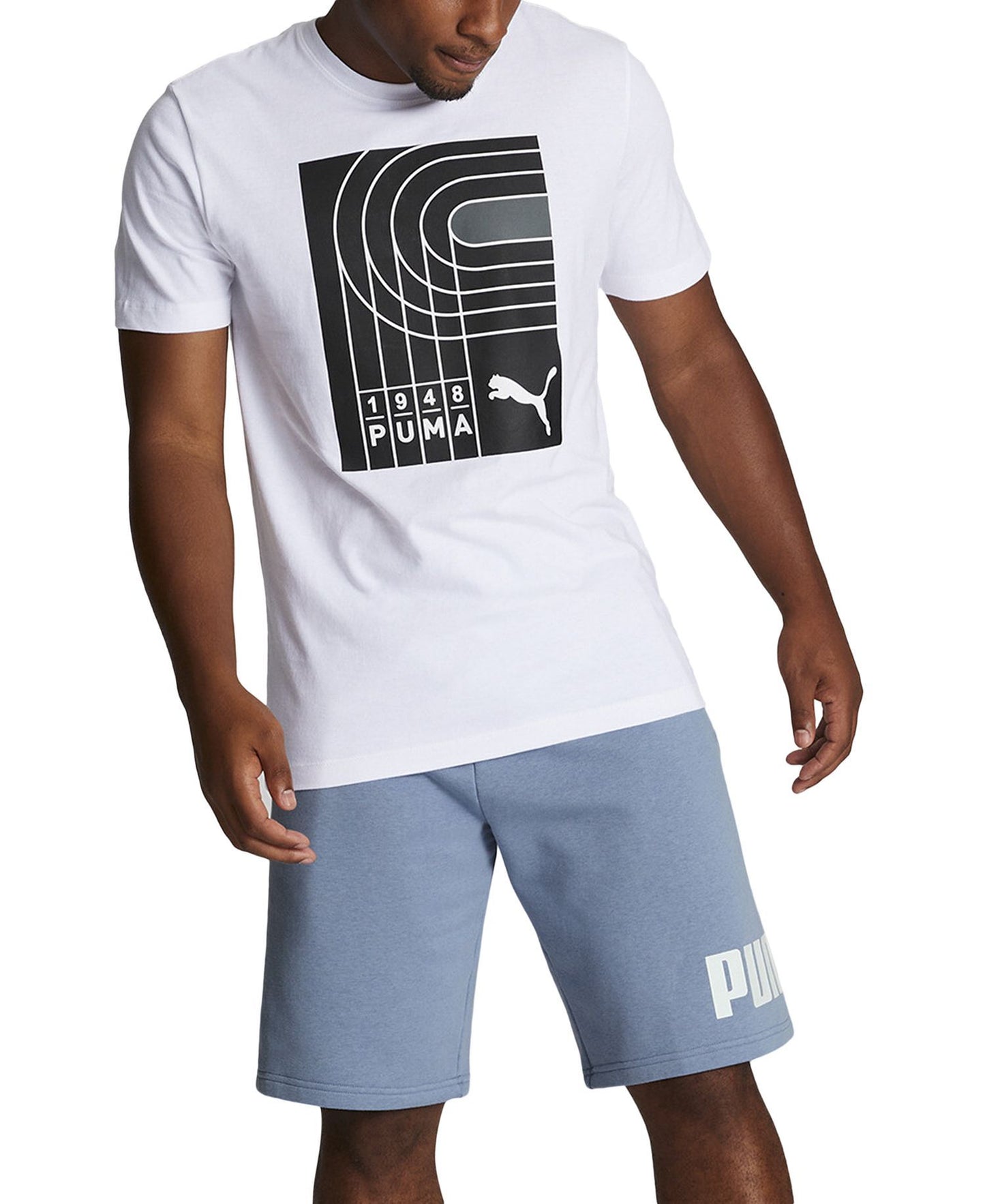 Puma Regular-Fit Big Logo-Print Fleece 10" Shorts