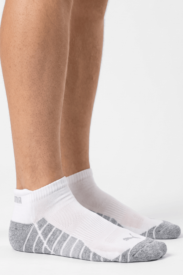 Puma Striped Socks in White and Gray - PUM-Q5UE