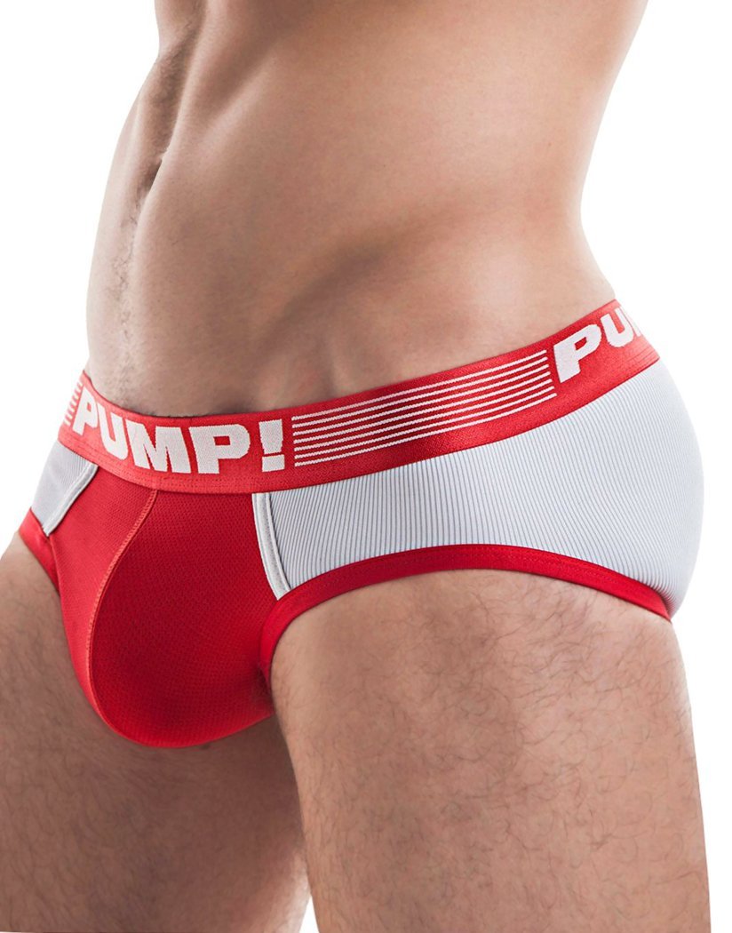 Pump! Red and White Ribbed Low Rise Mesh Brief