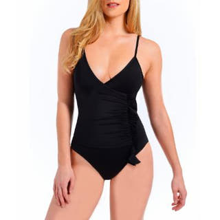 RACHEL Rachel Roy Women's One Piece Swimsuits SOLID - Black Ruffle-Accent One-Piece - Women