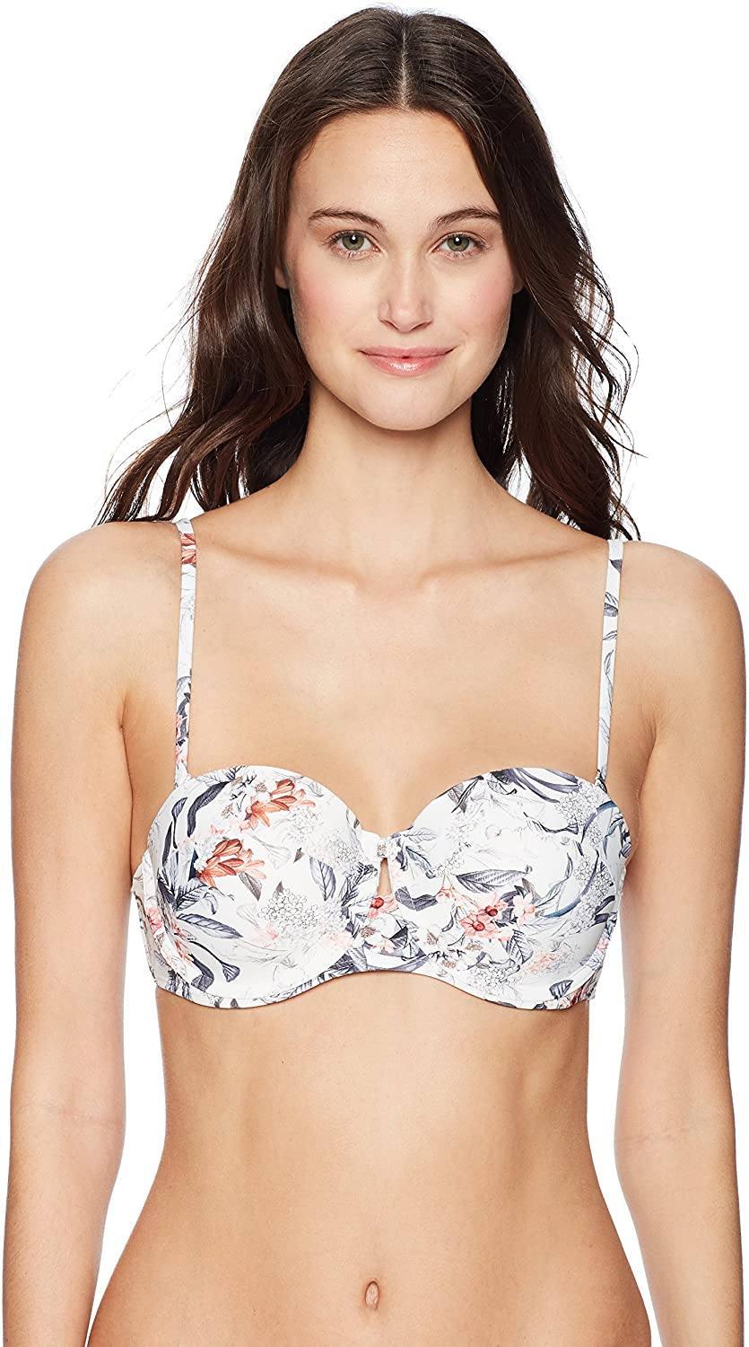 RACHEL by Rachel Roy Floral Underwire Bikini Top in White