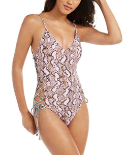 Rachel Rachel Roy Python Printed Side-laced One-piece Swimsuit Python Pink thumbnail 1