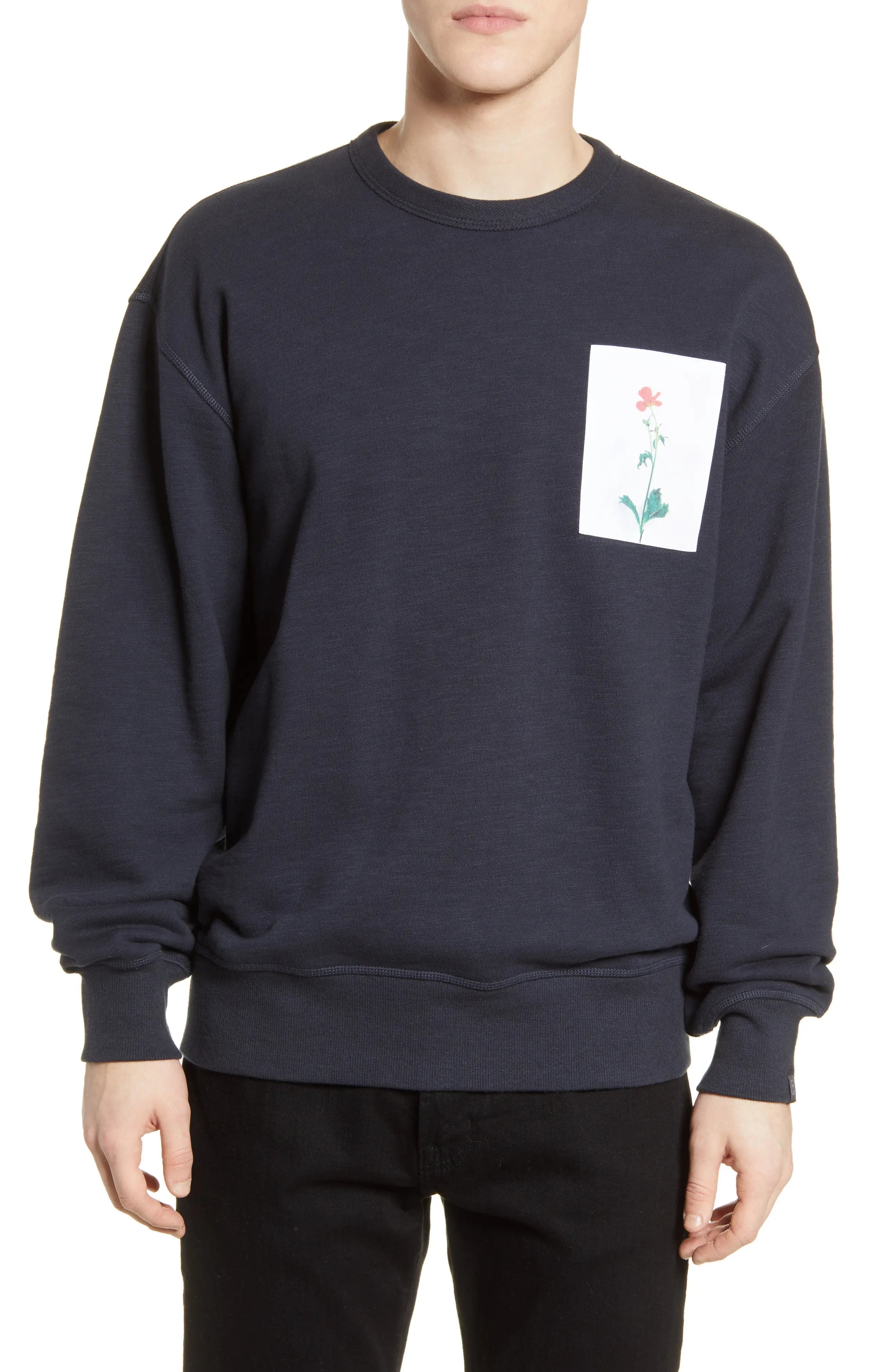 Rag & Bone Flower Graphic Crewneck Sweatshirt Blue – CheapUndies