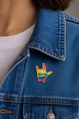 Rainbow I Love You Hand Enamel Pin