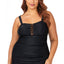 Raisins Curve Trendy Plus Juniors' Solid Grace Bay Tankini Top Black