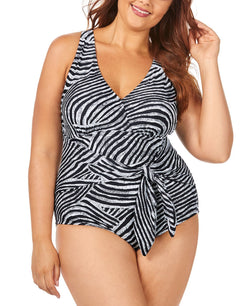Raisins Curve Trendy Plus Mombasa Printed Algiers Belted One-piece Swimsuit Zebra thumbnail 1