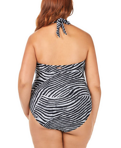 Raisins Curve Trendy Plus Mombasa Printed Algiers Belted One-piece Swimsuit Zebra