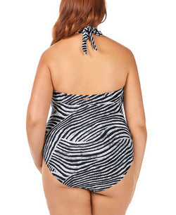 Raisins Curve Trendy Plus Mombasa Printed Algiers Belted One-piece Swimsuit Zebra thumbnail 2