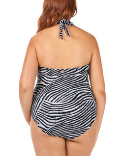 Raisins Curve Trendy Plus Mombasa Printed Algiers Belted One-piece Swimsuit Zebra thumbnail 2