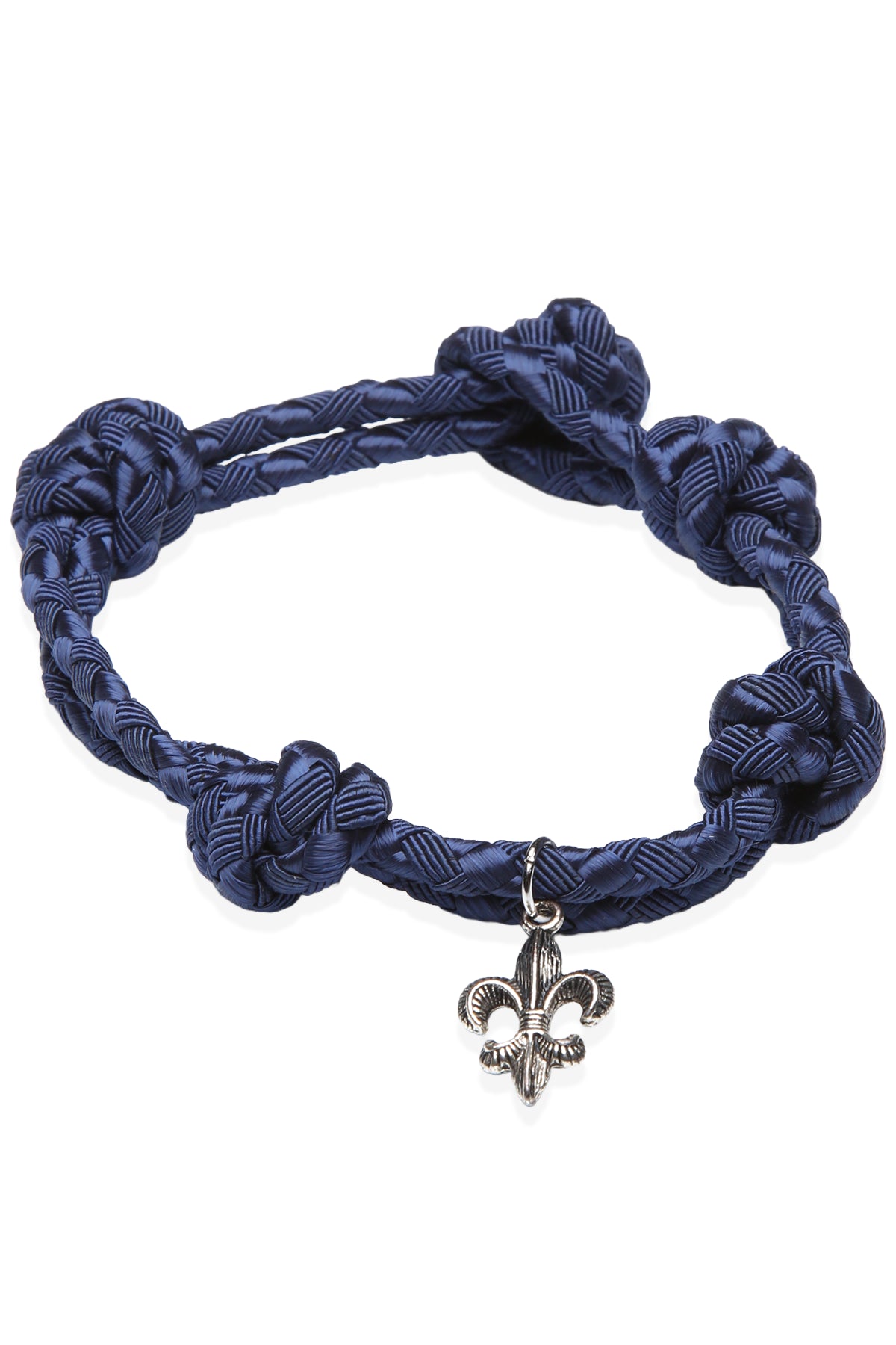 Rave Navy Braided Rope Bracelet with Fleur-de-Lis Charm