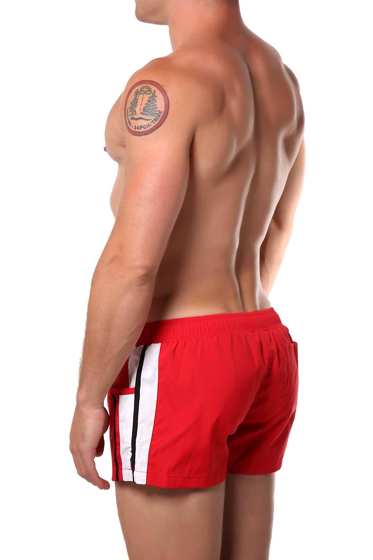Red Striped Runner Short
