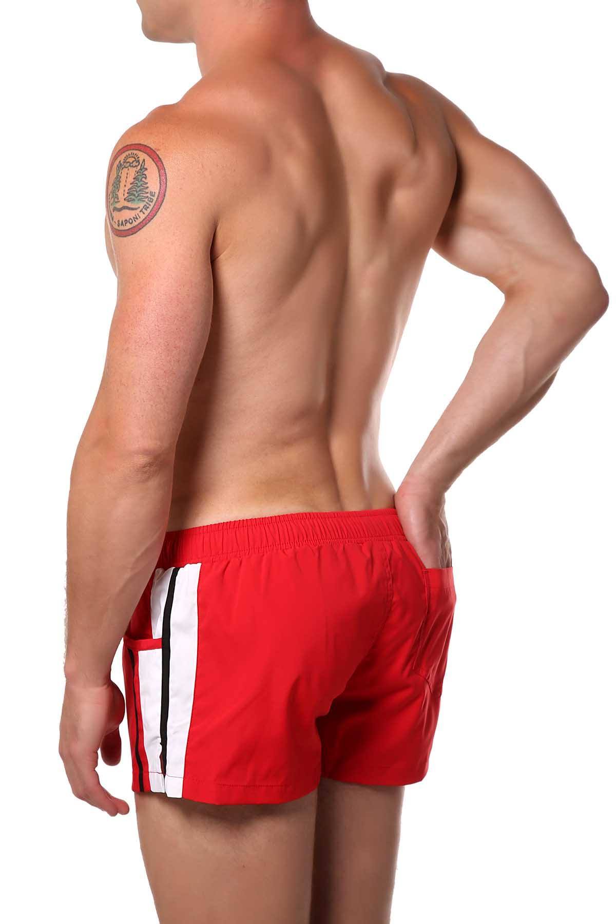 Red Striped Runner Short