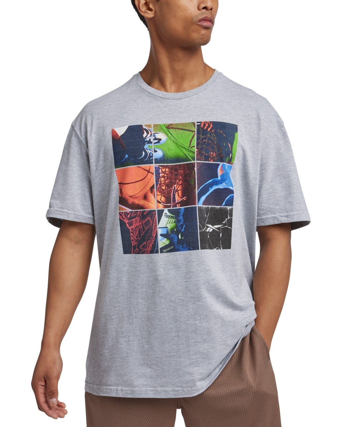 Reebok Above the Rim Basketball Collage Graphic T - Shirt - Grey Heather/multi grey heather,multi