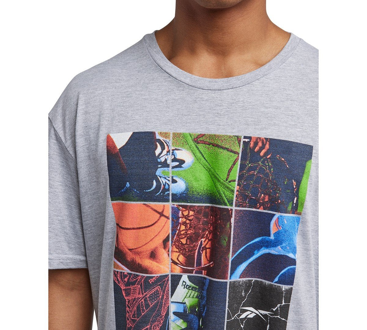 Reebok Above the Rim Basketball Collage Graphic T - Shirt - Grey Heather/multi grey heather,multi