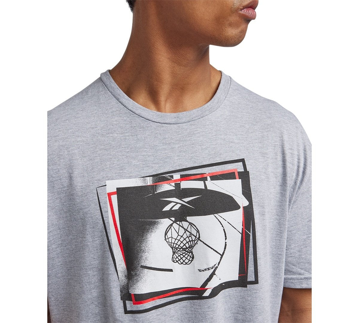 Reebok B - Ball Hoop Graphic T - Shirt - Grey Heather/black/red grey heather,black,red