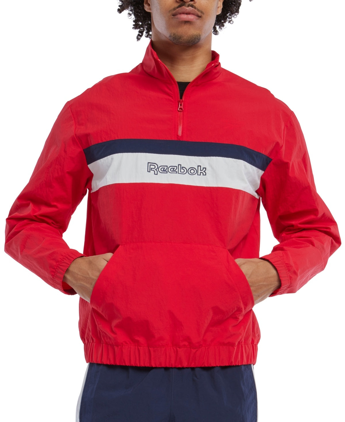 Reebok Classic Fit Quarter Zip Sweatshirt Red Grey Black