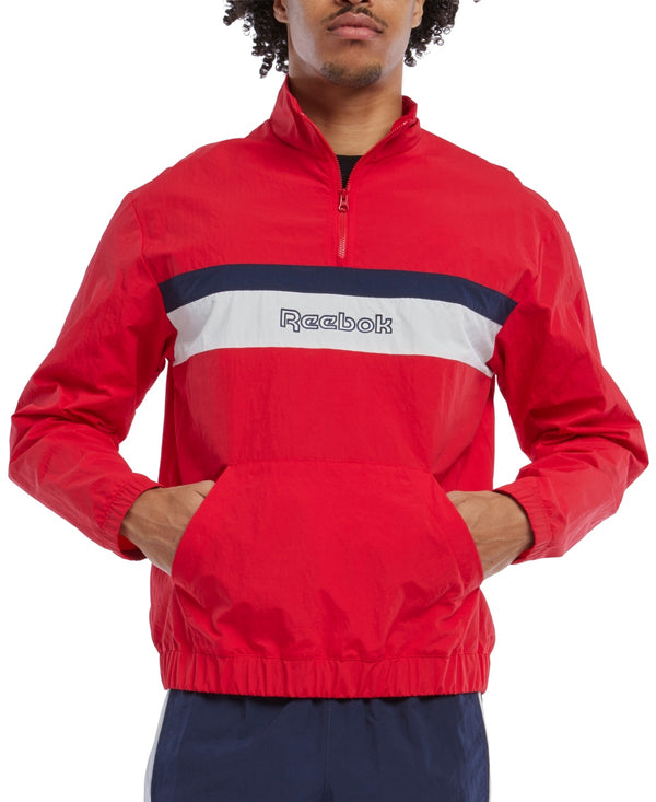 Reebok Classic Fit Quarter Zip Sweatshirt Red Grey Black