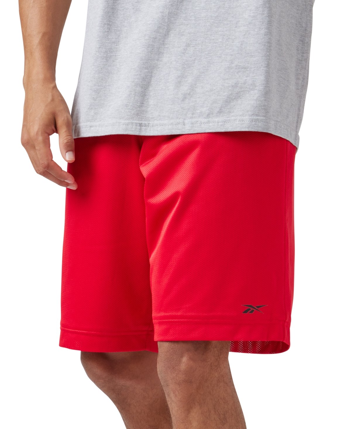 Reebok Men Regular Fit Mesh Logo Basketball Shorts Shorts Medium / 9 Red Solid [red]