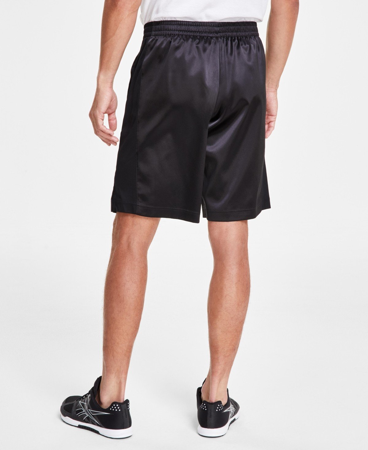 Reebok Men S Regular Fit Mesh Panel Satin Basketball Shorts Black Small [black]