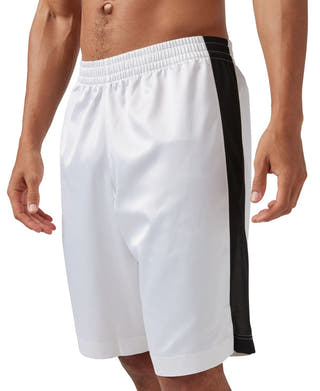 Reebok Men's Regular - Fit Mesh - Panel Satin Basketball Shorts - White/black white,black