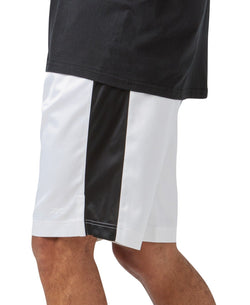 Reebok Men's Regular - Fit Mesh - Panel Satin Basketball Shorts - White/black white,black thumbnail 3
