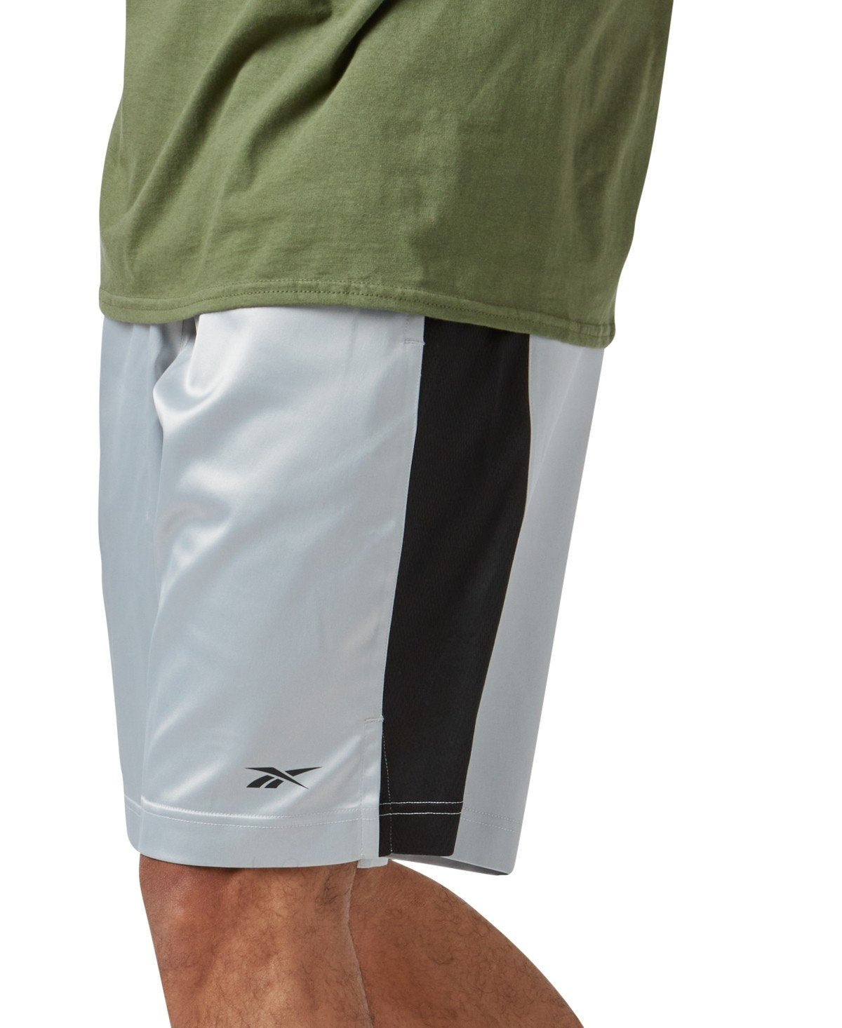 Reebok Mens Regular Fit Athletic Basketball Shorts Medium Grey Silver Black [gray]