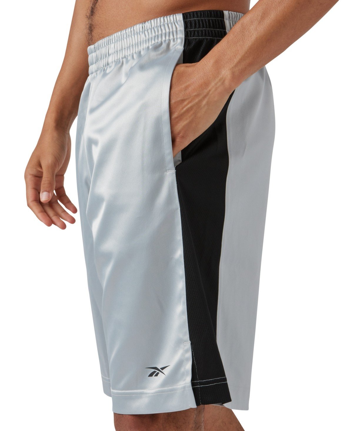 Reebok Panel Satin Basketball Shorts silver black