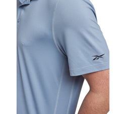 Reebok Polo Shirt Vintage Blue Stretch Short Sleeve Performance FTS1008 thumbnail 4