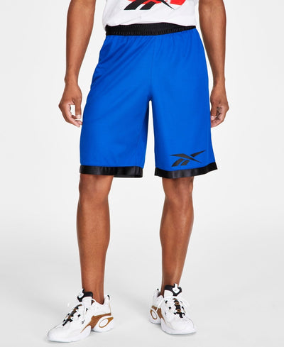 Reebok Regular Fit Logo Print Mesh Basketball Shorts Vector Blue