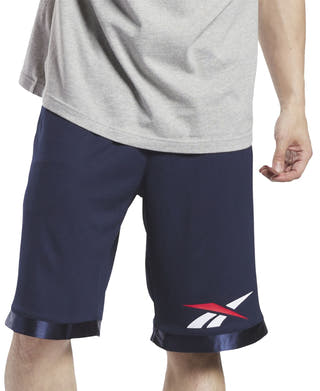 Reebok Regular-Fit Logo-Print Mesh Basketball Shorts