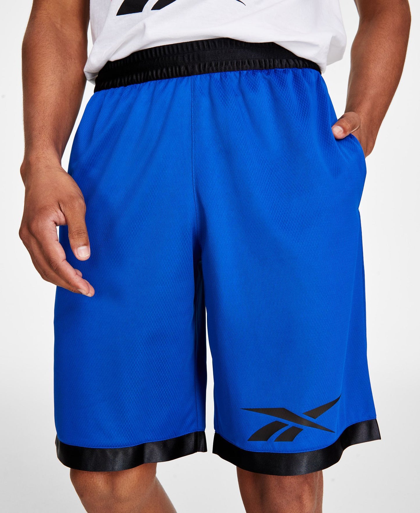 Reebok Regular-Fit Logo-Print Mesh Basketball Shorts