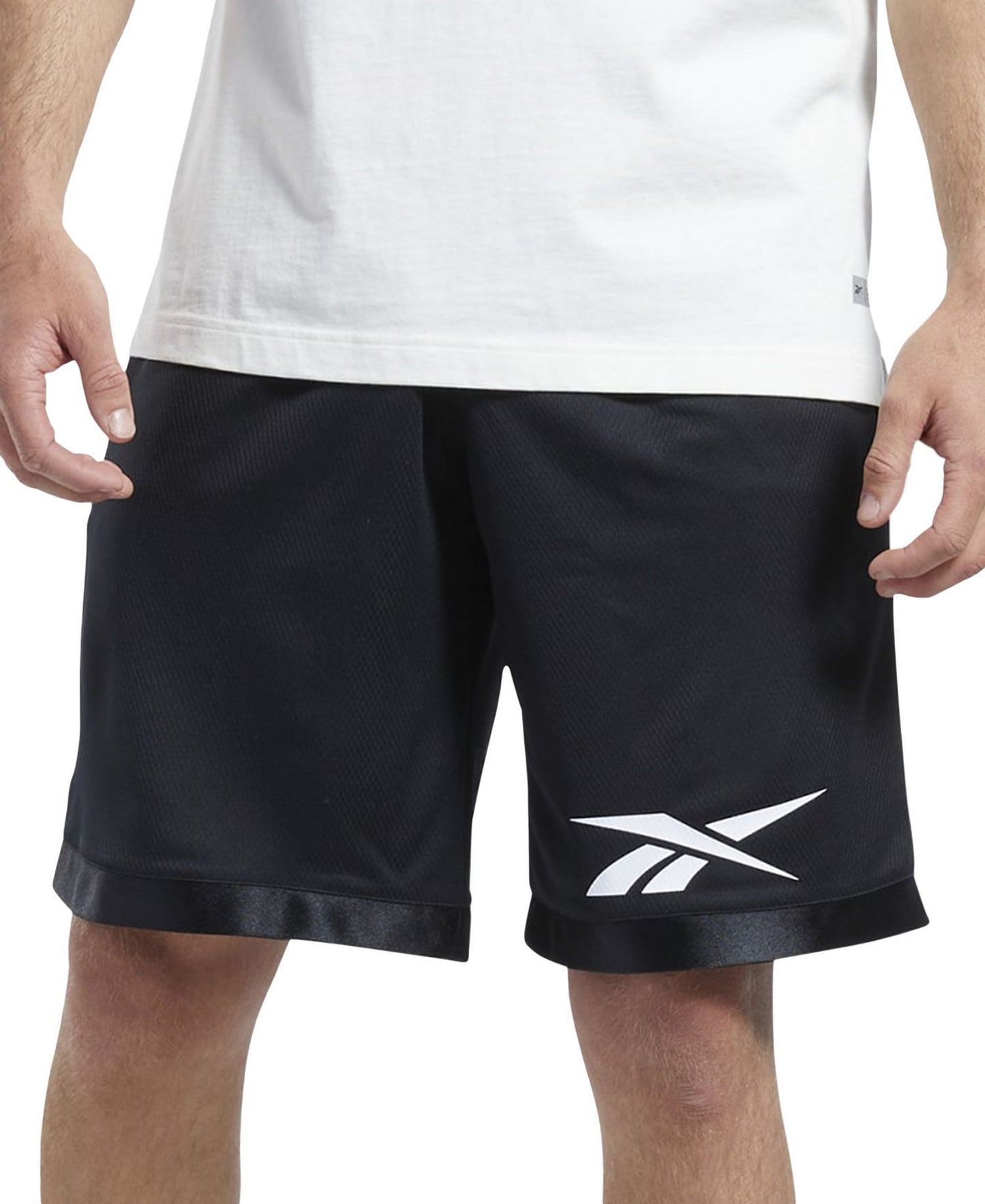 Reebok Regular-Fit Logo-Print Mesh Basketball Shorts
