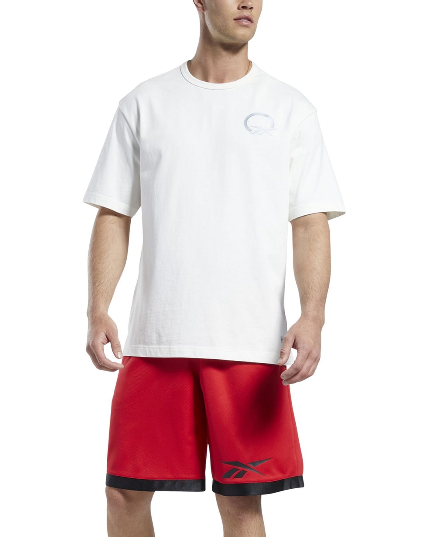 Reebok Regular-Fit Logo-Print Mesh Basketball Shorts