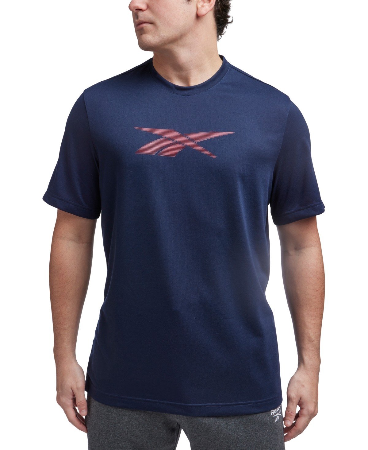 Reebok Regular Fit Short Sleeve Graphic T - Shirt Shirt Blue Solid