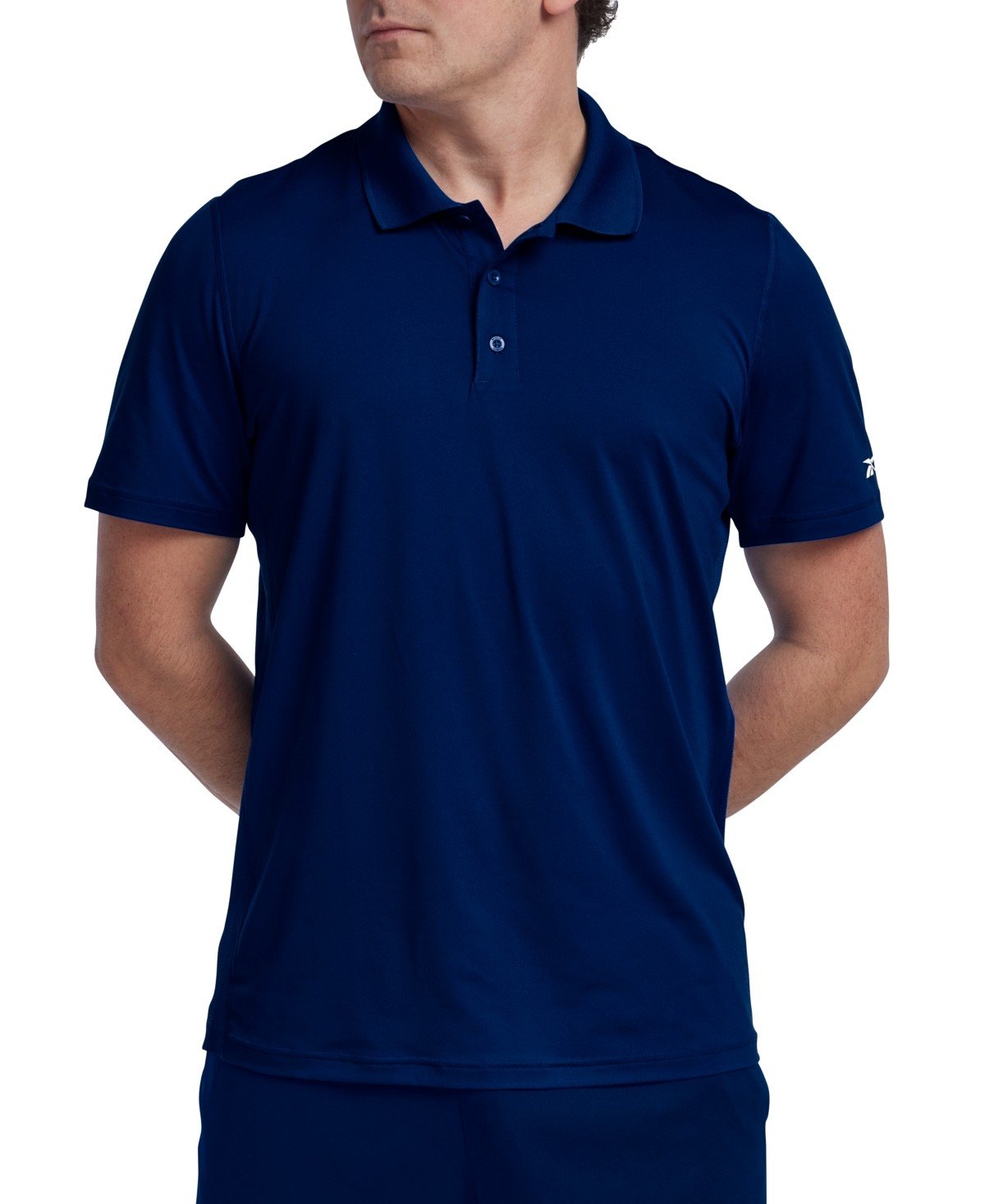 Reebok Short Sleeve Performance Training Polo Shirt Wicking Navy Blue