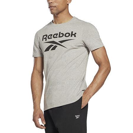 Reebok Slim - Fit Identity Big Logo Short - Sleeve T - Shirt - Heather Grey/Black medium heather grey,black