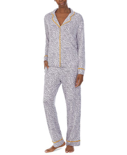 Refinery29 Printed Notch-collar Pajama Set Grey Print thumbnail 1