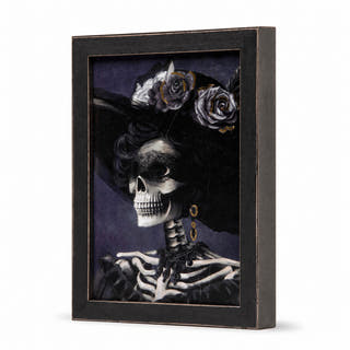 Rose-Crowned Skeleton Portrait Halloween Tabletop Décor