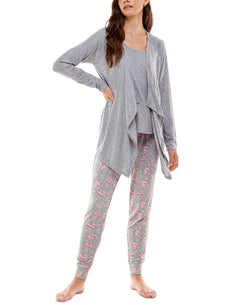 Roudelain Cardigan Tank Top & Jogger Pants Pajama Set Tradewinds All About The Stars thumbnail 2