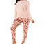 Roudelain Cashmere Luxe Long-sleeve Pajama Set New Copper Solid/above Leopard May Pink (Abp)