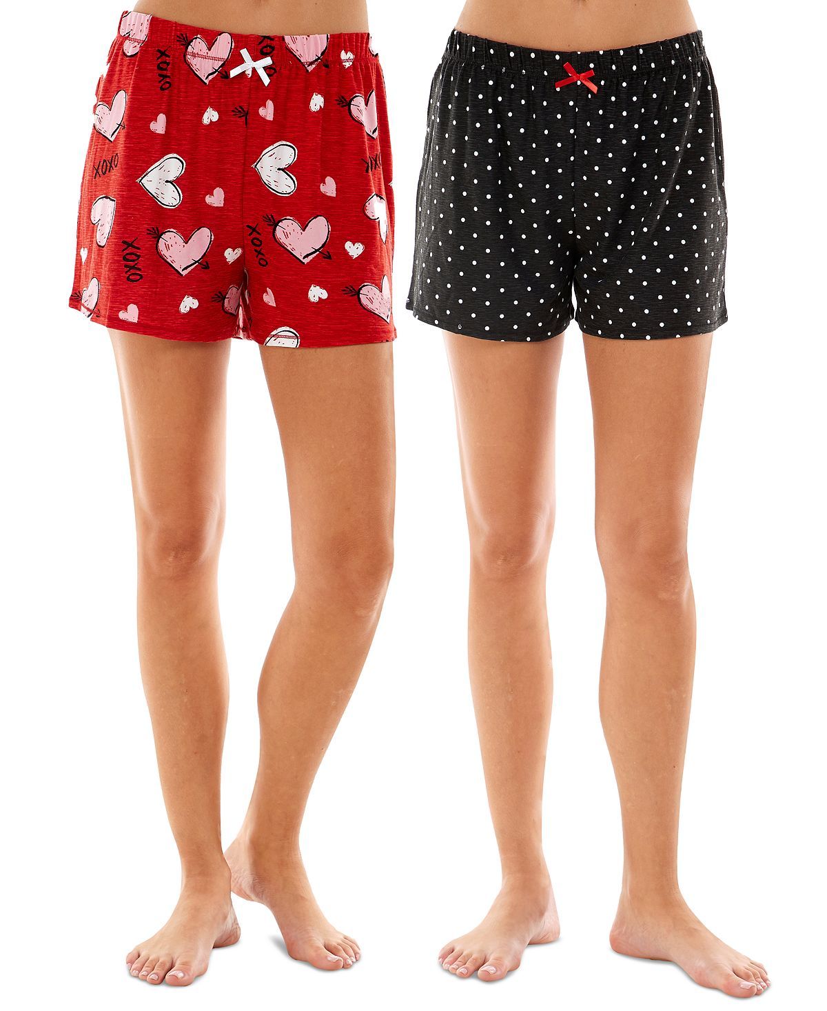 Roudelain Cozy Printed 2 Pack Sleep Shorts Daydream Hearts Samba/hole Punch Black