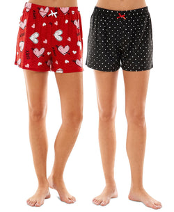 Roudelain Cozy Printed 2 Pack Sleep Shorts Daydream Hearts Samba/hole Punch Black thumbnail 1