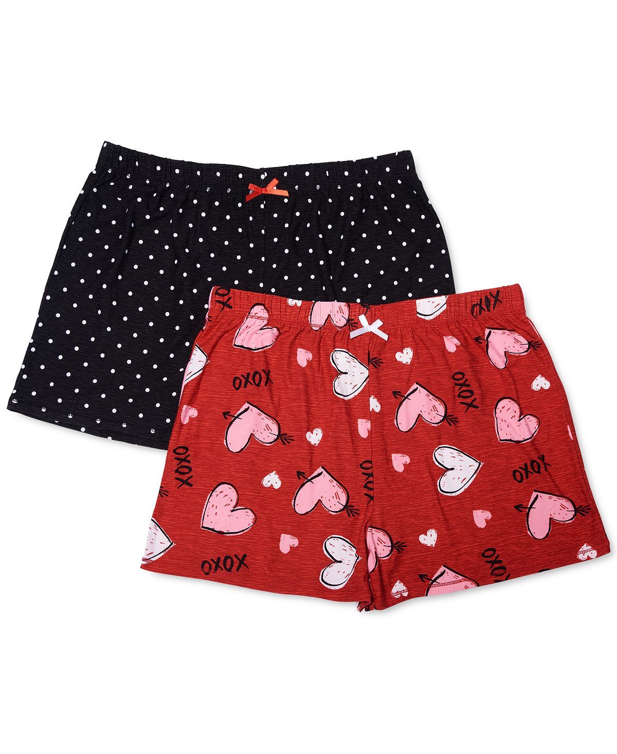 Roudelain Cozy Printed 2 Pack Sleep Shorts Daydream Hearts Samba/hole Punch Black