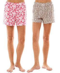 Roudelain Cozy Printed 2 Pack Sleep Shorts Heart Multiply White/jabari Spots Crystal Grey thumbnail 1