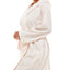 Roudelain Dolman-sleeve Hooded Short Robe Pink Stripe